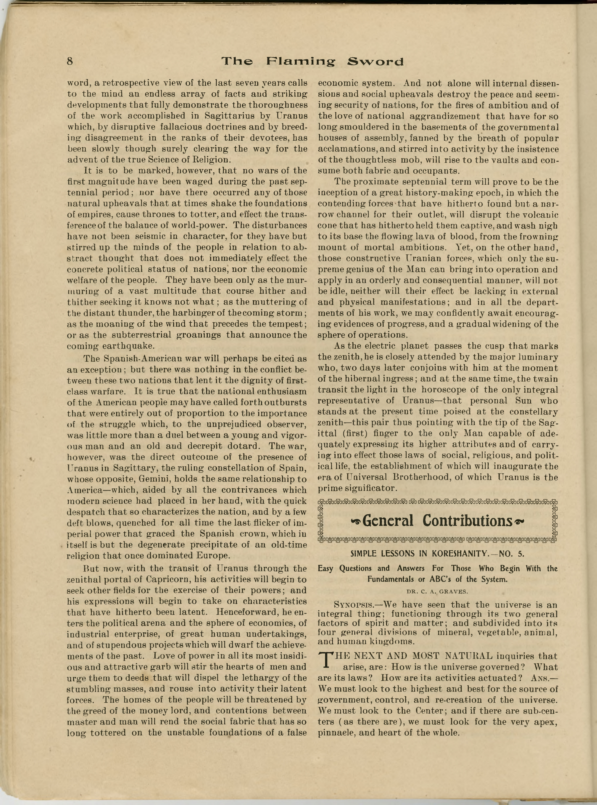 Scanned PDF p. 8 from The Flaming Sword, Dec 20, 1904.