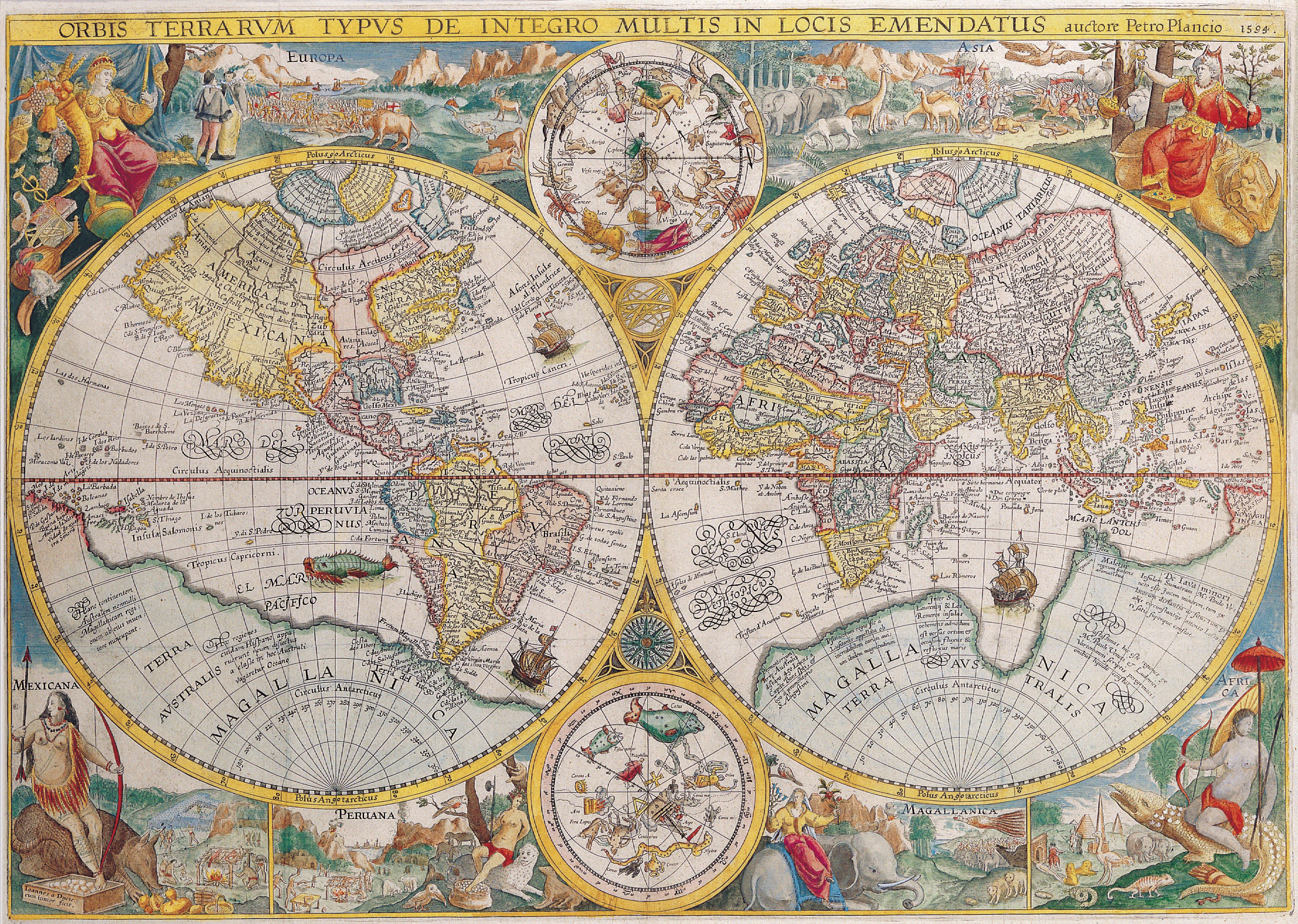 Petrus Plancius world map of 1594