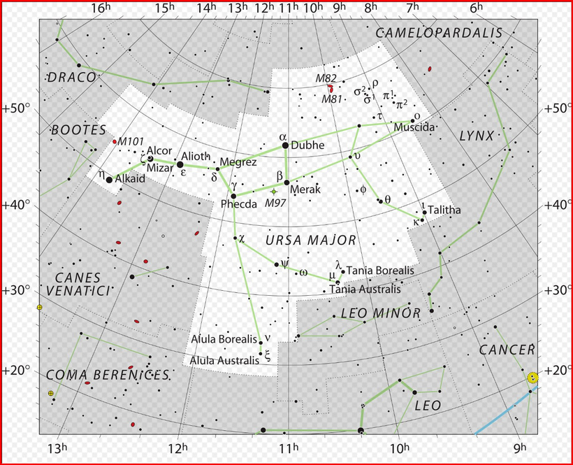 Star chart showing the Lockman Hole near Ursa Major and surrounding constellations