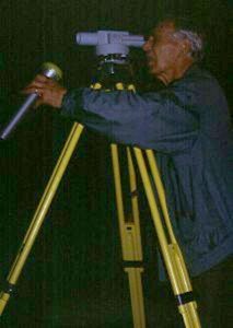 Wilhelm Martin taking measurements at night